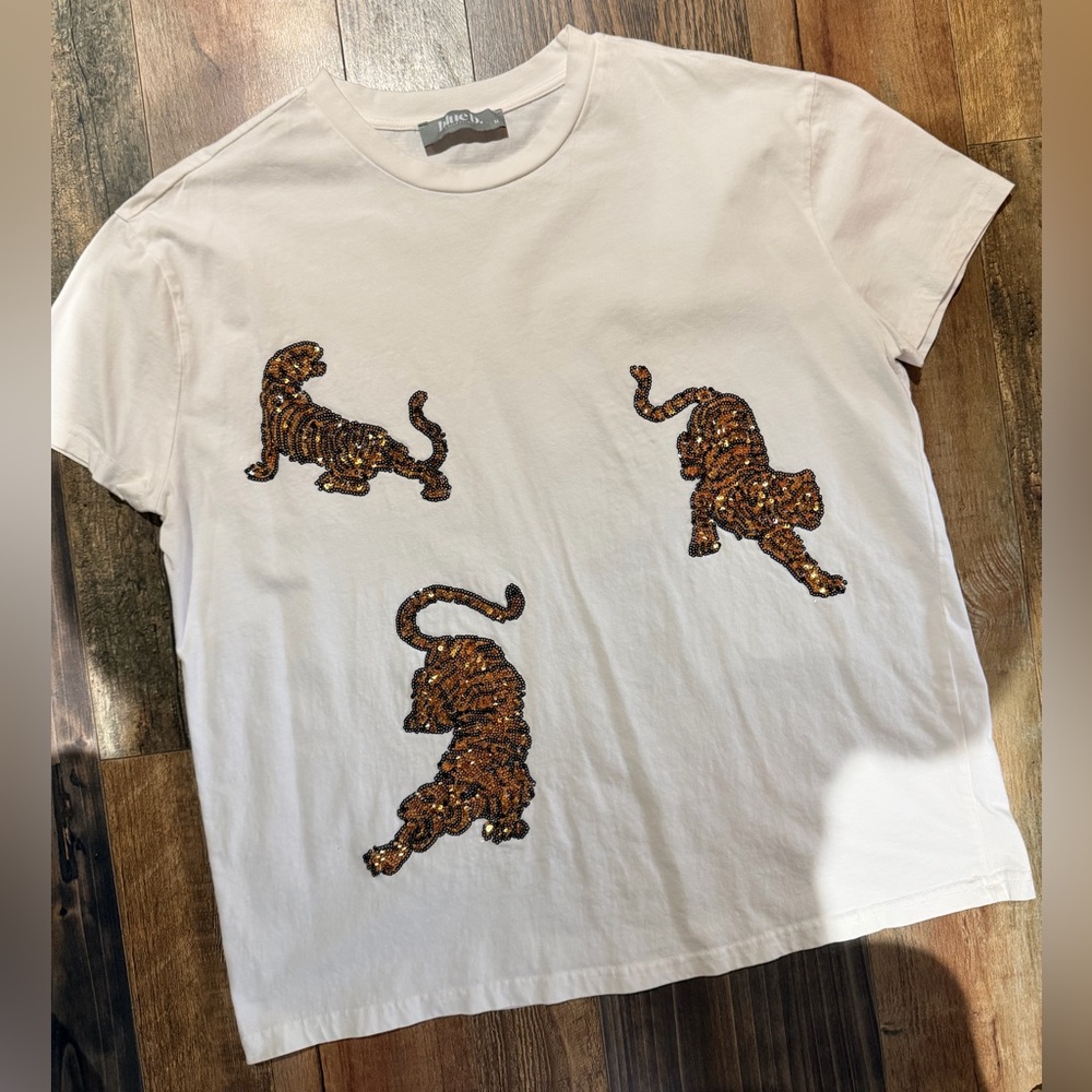 Stylish Tee with Tiger Embellishments